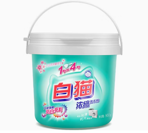 100% High Quality Hot Sale Laundry Detergent From China Manufacturer White Cat Concentrated Powder Laundry Detergent - Cherry Blossom Scent, Enzyme Formula (900g Bucket) - Image 1