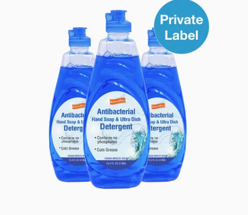Biokleen Custom 96% USDA Stranded 19.4FL Oz 573ml Lemon Orange Scented Dishwashing Liquid Dish Soap Detergent Antibacterial 2-in-1 Hand Soap & Ultra Dish Detergent - Ocean Breeze Scent, Cuts Grease & Phosphate-Free (573ml / 19.4 fl oz) - Image 1