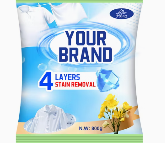 Custom Your Own Brand Laundry Detergent Powder Detergent Washing Powder Factory Direct OEMODM Various Sizes Wholesale Cheap Price Flora Advanced 4-Layer Stain Removal Powder Laundry Detergent (800g) التصنيف (Category Structure) - Image 1