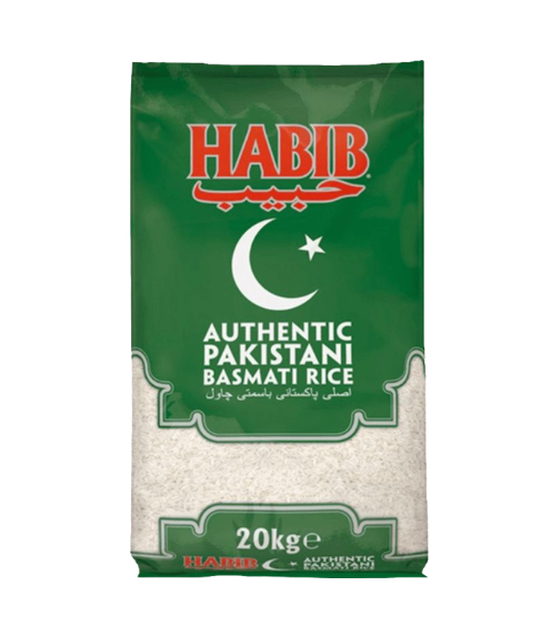 Habib Basmati Rice Bag 20kg - Adams Food Service Habib Authentic Pakistani Basmati Rice (20kg) (Category Suggestion) - Image 1