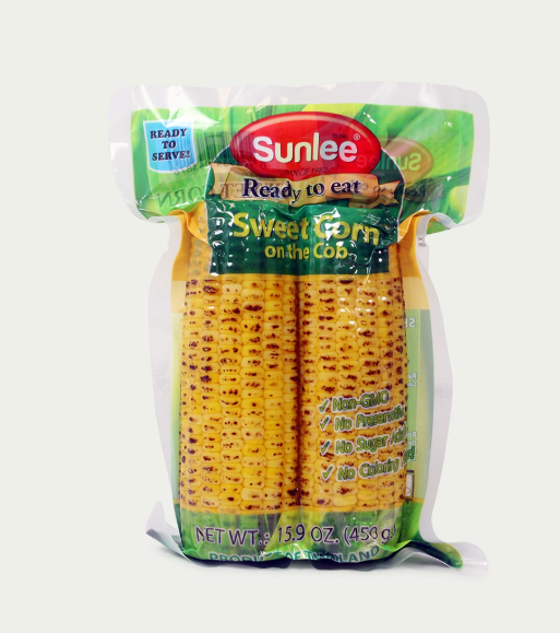 Ready to Eat Corn Cob - Fresh Cut & Healthy Sweet Corns Sunlee Ready to Eat Grilled Sweet Corn on the Cob (450g / 15.9 oz - Image 1