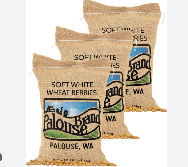 Soft White Wheat Berries - 15 lb Pack 3 Burlap Bags Palouse Brand Soft White Wheat Berries in Burlap Bags (15 lb Pack / 3 Bags) - Image 1
