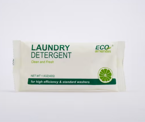 Wholesale Customized Powerful Fresh Laundry Detergent for Hotels to Achieve Clean and Refreshing Eco Amenities Single-Load Laundry Detergent Powder - Fresh Lemon Scent for Hotels & Travel (1.5 oz / 42g) - Image 1